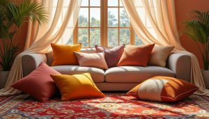 Textiles : rideaux, tapis, coussins… l’art des superpositions