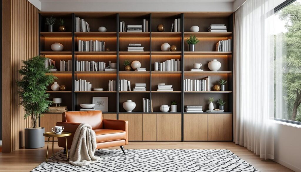 découvrez comment une bibliothèque murale optimise l'espace de lecture dans votre salon, alliant fonctionnalité et design élégant pour une ambiance chaleureuse.