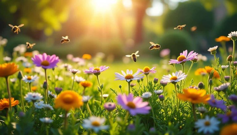 découvrez comment une pelouse fleurie soutient la survie des abeilles et autres pollinisateurs essentiels à la biodiversité.