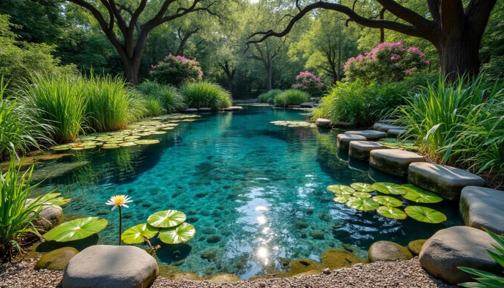 découvrez comment une piscine naturelle utilise des plantes filtrantes pour purifier l'eau de manière écologique et sans produits chimiques.