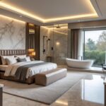 découvrez comment la suite parentale intègre harmonieusement la zone nuit et la salle d'eau pour un espace privé et confortable.