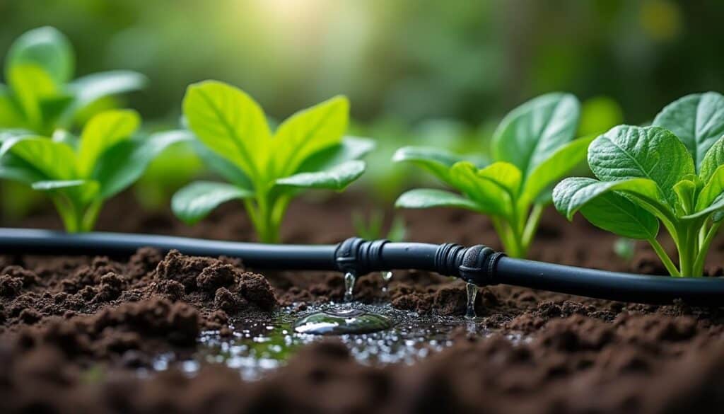 découvrez comment l'arrosage goutte-à-goutte optimise la gestion de l'eau en maintenant une humidité constante au pied des plantes pour une croissance saine et économiser de l'eau.