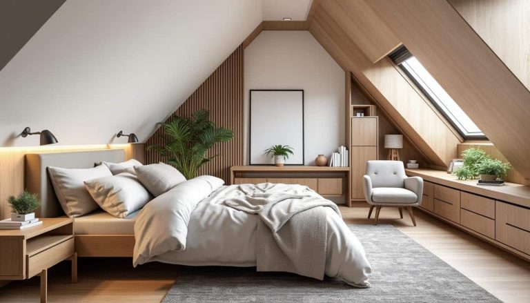 découvrez comment le mobilier encastré optimise parfaitement les recoins des chambres sous pente pour un espace à la fois fonctionnel et esthétique.