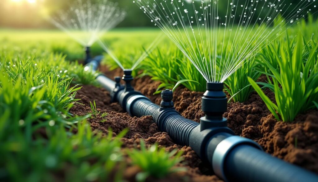 découvrez comment l'arrosage automatique enterré s'intègre parfaitement sous votre pelouse pour une irrigation discrète et efficace.