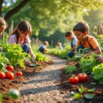 le jardin nourricier initie les enfants à la nature en leur apprenant à cultiver, observer et respecter l’environnement pour un avenir durable.