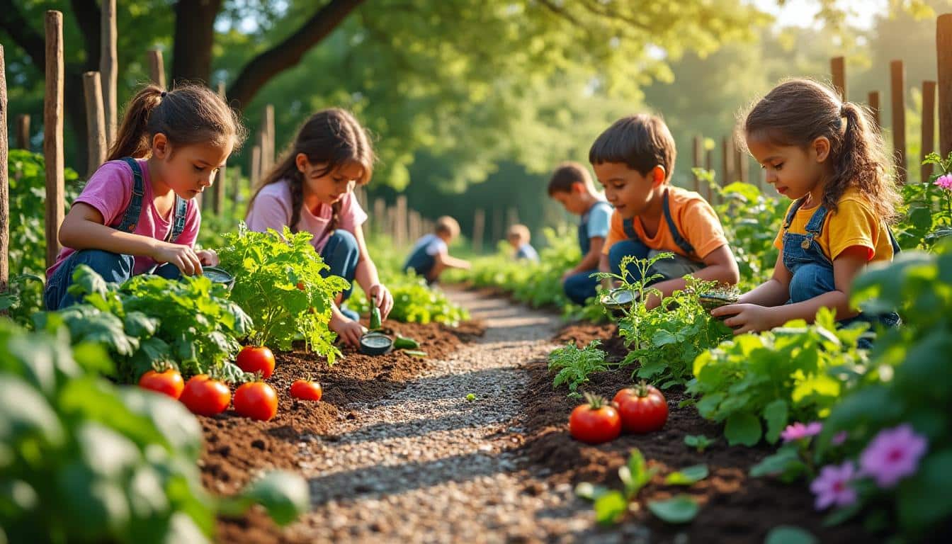 le jardin nourricier initie les enfants à la nature en leur apprenant à cultiver, observer et respecter l’environnement pour un avenir durable.