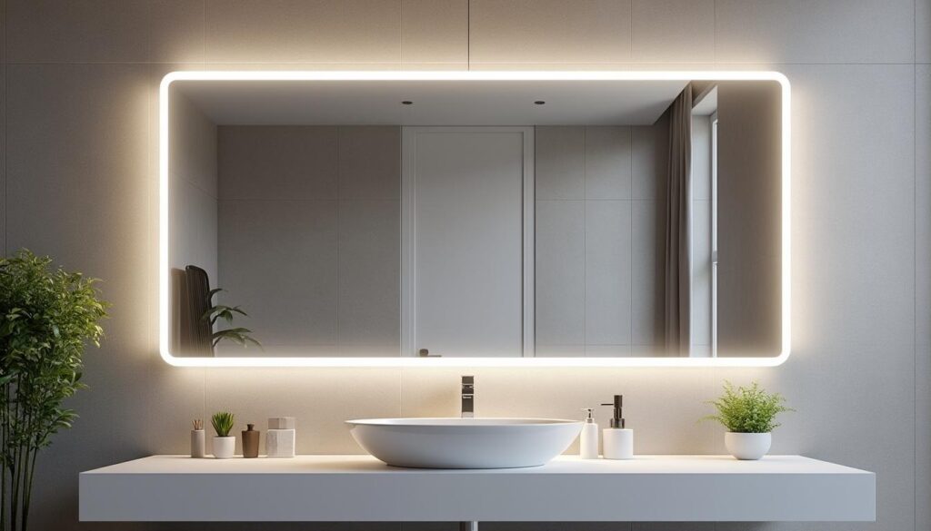 découvrez notre miroir de salle de bains avec éclairage led intégré, alliant modernité et praticité pour un espace lumineux et élégant.