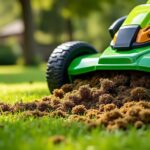 le scarificateur de pelouse permet d'éliminer efficacement la mousse et le feutre, favorisant une pelouse saine et verdoyante.