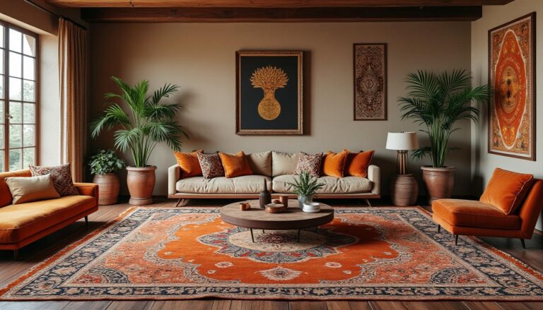 découvrez comment le style bohémien utilise des tapis superposés pour apporter confort et charme à votre intérieur.