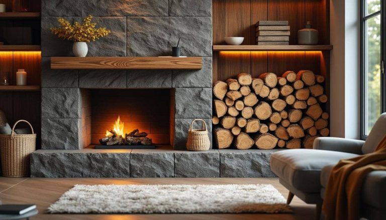 découvrez comment organiser efficacement le stockage de votre bois de chauffage près de la cheminée avec la niche à bois, alliant praticité et esthétique pour un intérieur chaleureux.