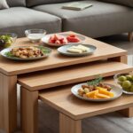 découvrez la table basse gigogne, idéale pour s'adapter parfaitement à la taille de vos apéritifs et optimiser votre espace de convivialité.