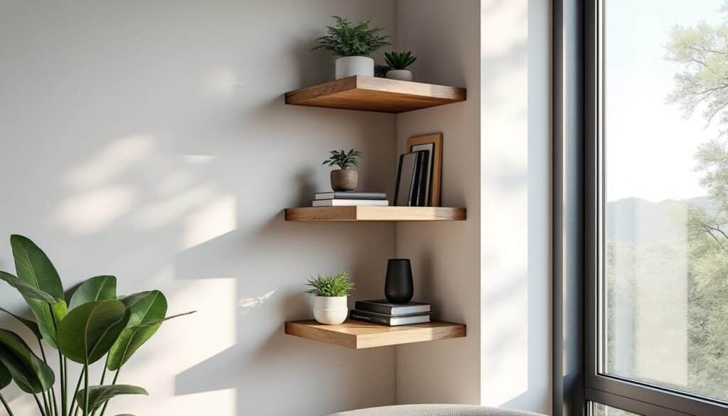 découvrez comment une étagère de coin transforme les angles morts de vos murs en espaces de rangement pratiques et esthétiques.