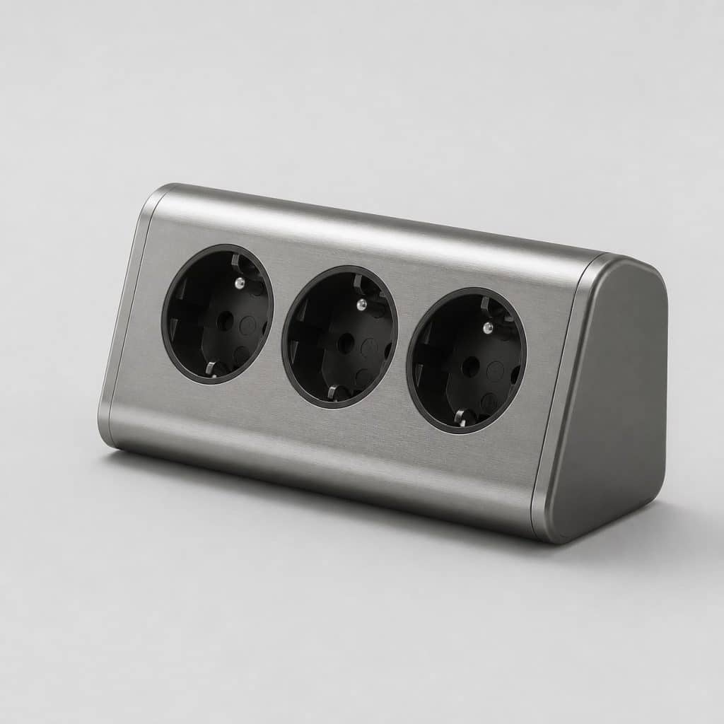 Bloc prise avec finition metal — vue produit