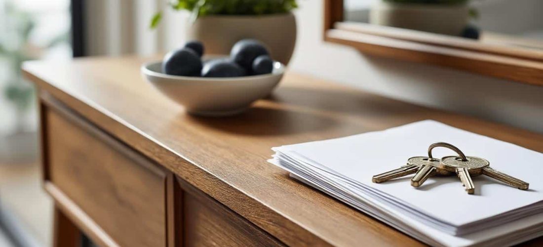 découvrez notre console d'entrée pratique pour accueillir vos clés et votre courrier, alliant fonctionnalité et design pour une organisation optimale de votre espace d'entrée.