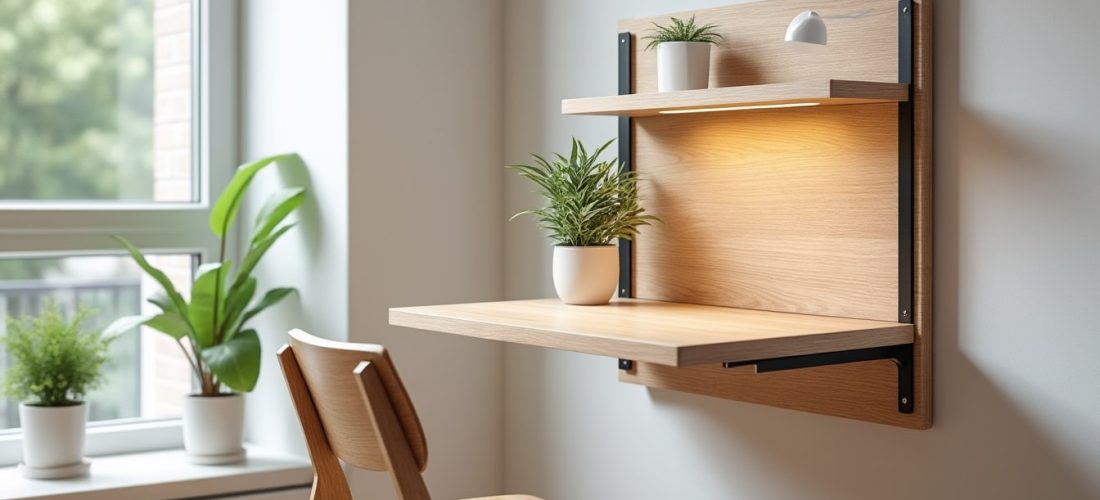 découvrez le bureau mural escamotable, idéal pour optimiser les espaces très restreints grâce à son design compact et fonctionnel.