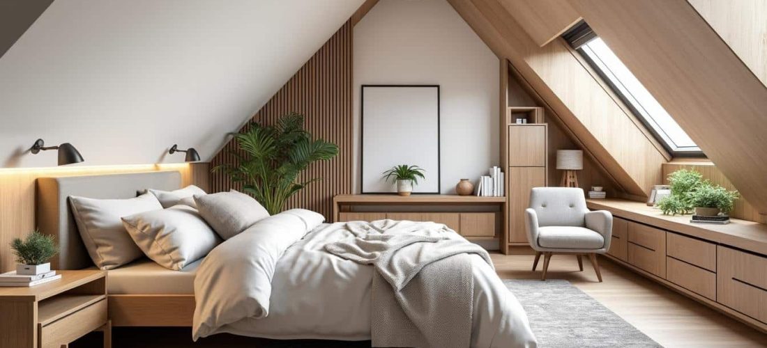 découvrez comment le mobilier encastré optimise parfaitement les recoins des chambres sous pente pour un espace à la fois fonctionnel et esthétique.