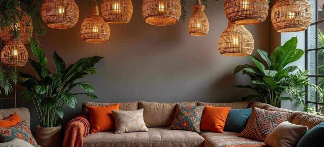 découvrez comment le style bohème s'exprime à travers l'utilisation de suspensions en osier naturel, apportant une touche d'authenticité et de chaleur à votre intérieur.