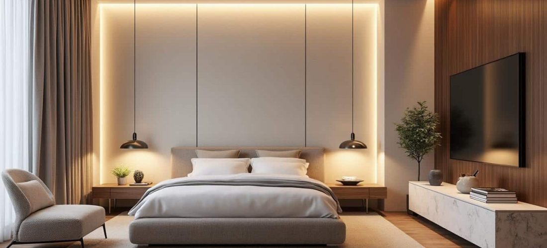 découvrez comment l'éclairage led indirect met en valeur les lignes architecturales de votre chambre, créant une ambiance chaleureuse et moderne.