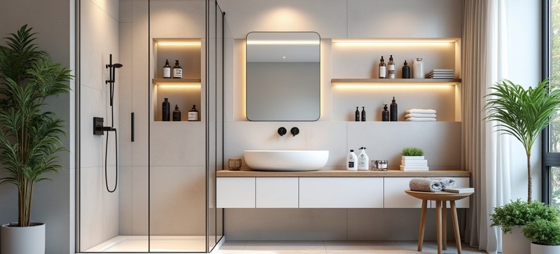 découvrez comment optimiser une salle de bains compacte grâce aux normes à respecter, aux solutions de rangements astucieuses et à des plans types adaptés aux petits espaces.